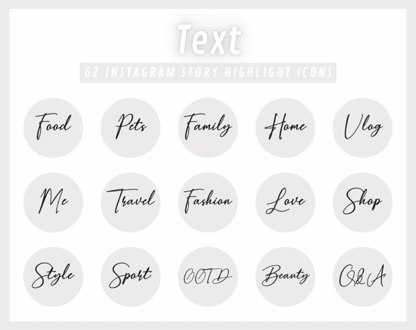 TEXT Instagram Story Highlight Icons