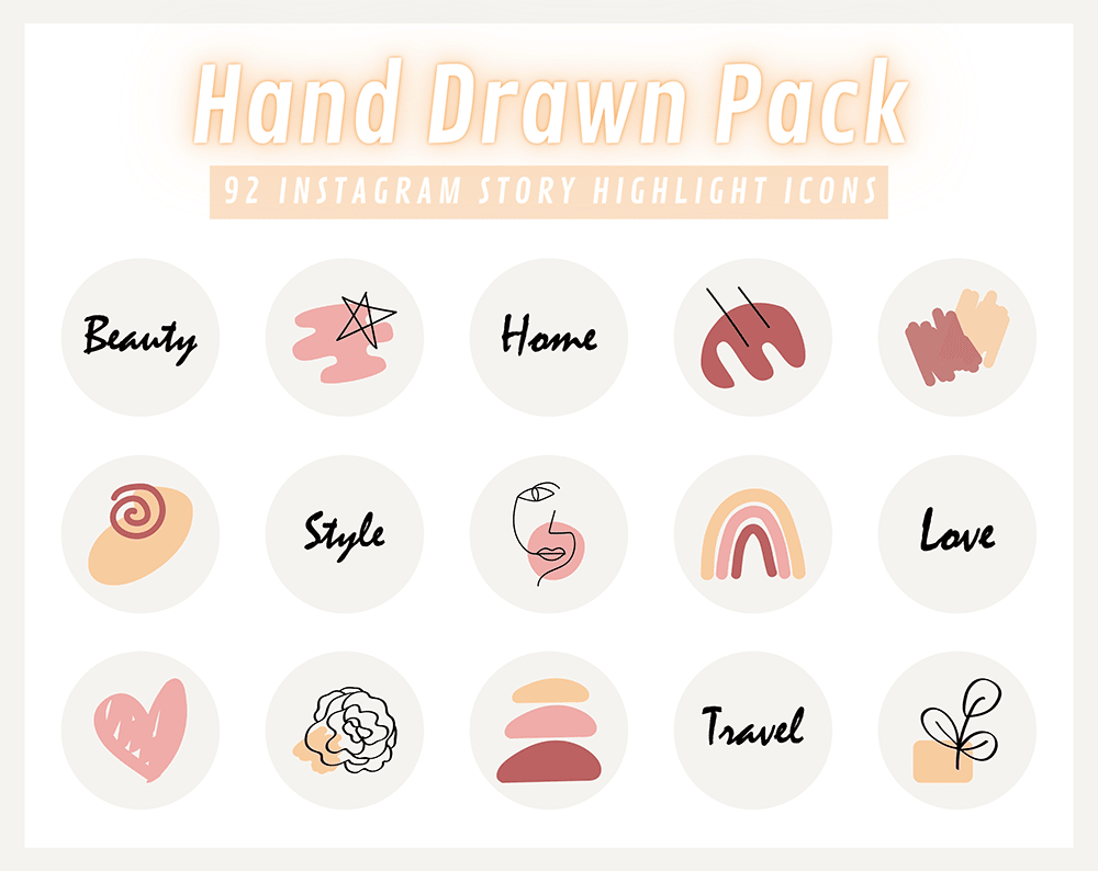 HAND DRAWN PACK Instagram Story Highlight Icons