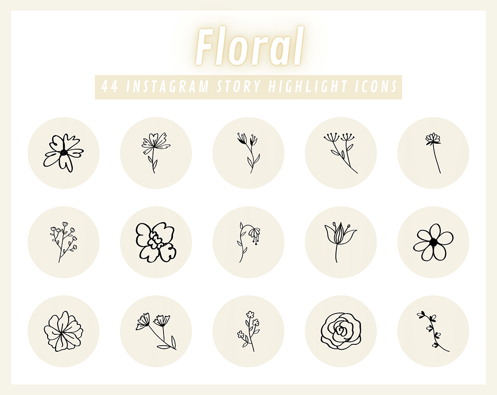 Botanical Instagram Highlight Covers for IG Branding Instant Download Icons for IG Floral 18 Instagram Highlight Icons White and Black