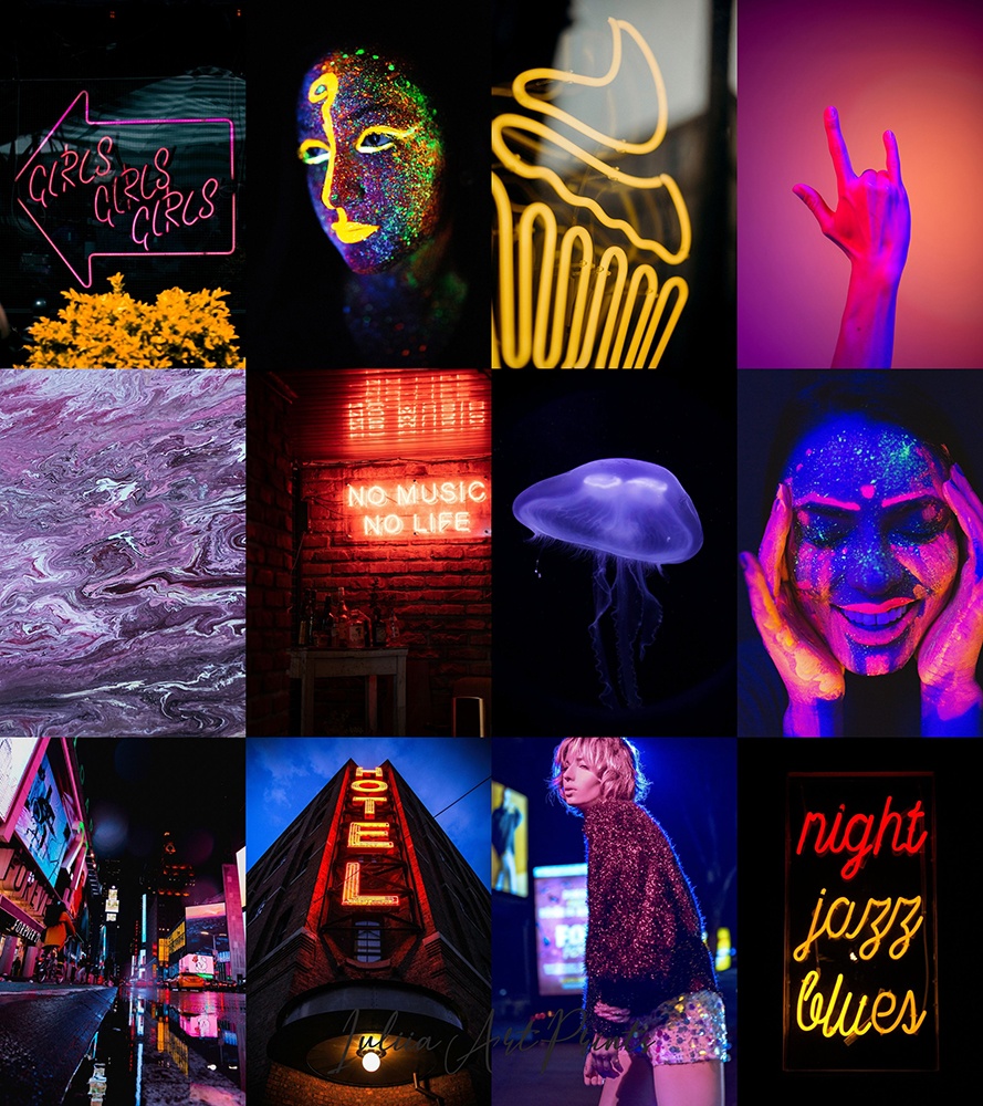 Neon Wall Collage Kit 3200×3600 Grid for collage