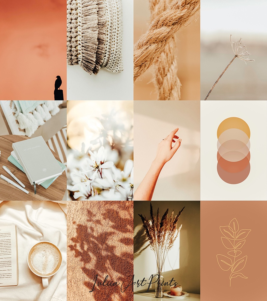 Light Boho Wall Collage Kit 3200×3600 Grid for collage