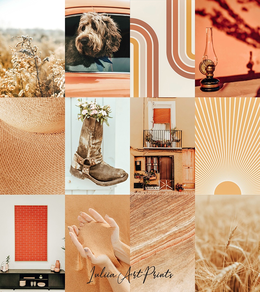 Light Boho Wall Collage Kit 3200×3600 Grid for collage