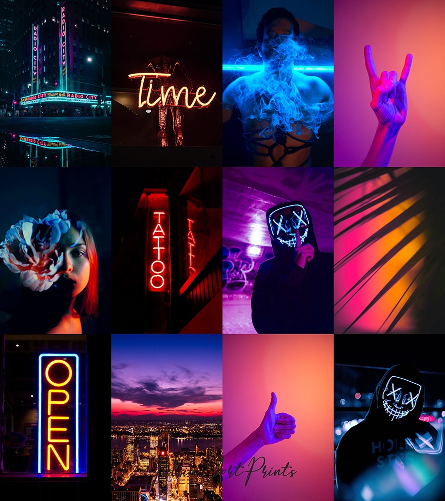 Neon Wall Collage Kit 3200×3600 Grid for collage