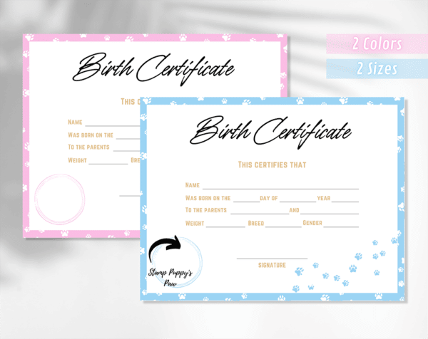 Dog Birth Certificate