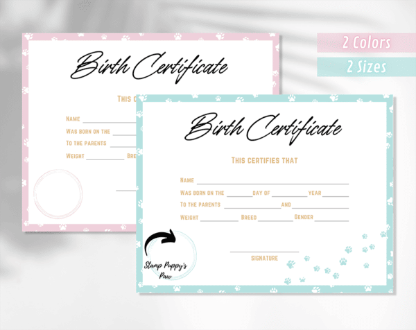 Dog Birth Certificate