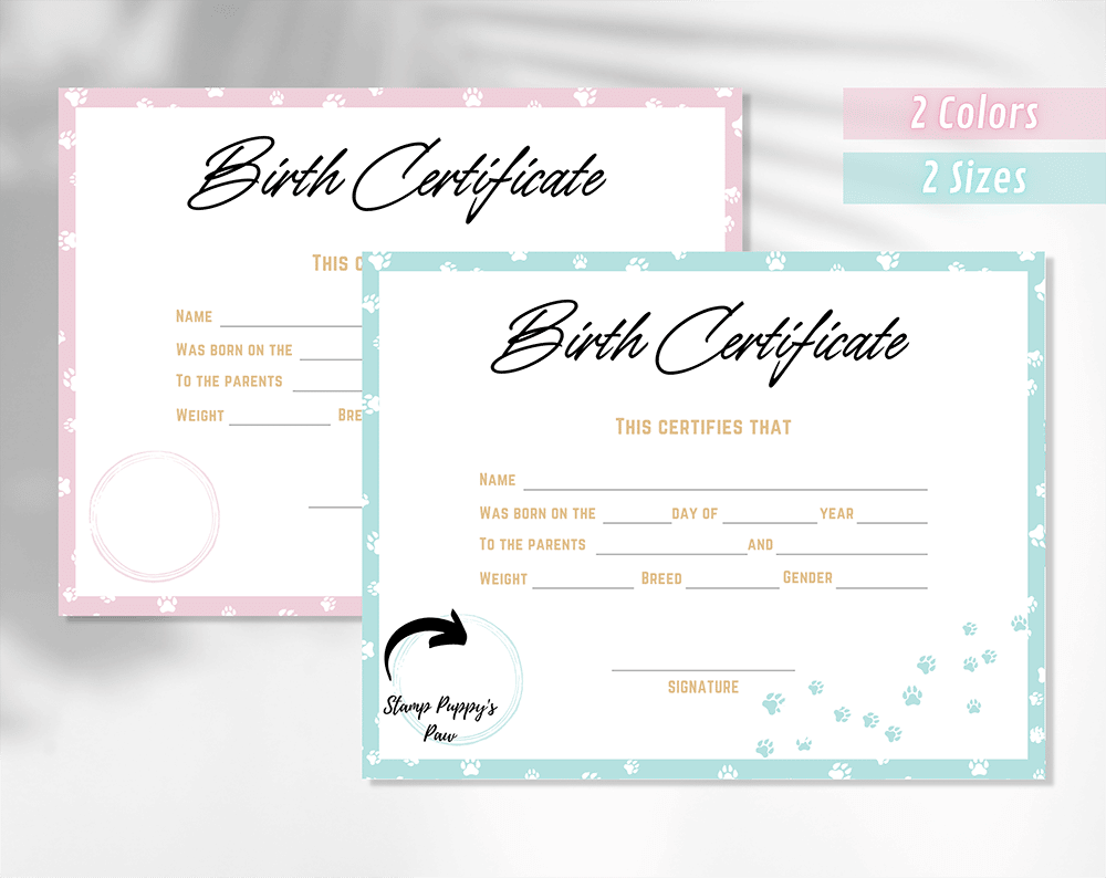 Dog Birth Certificate