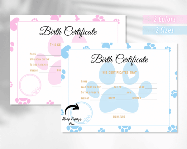 Dog Birth Certificate