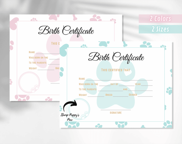 Dog Birth Certificate