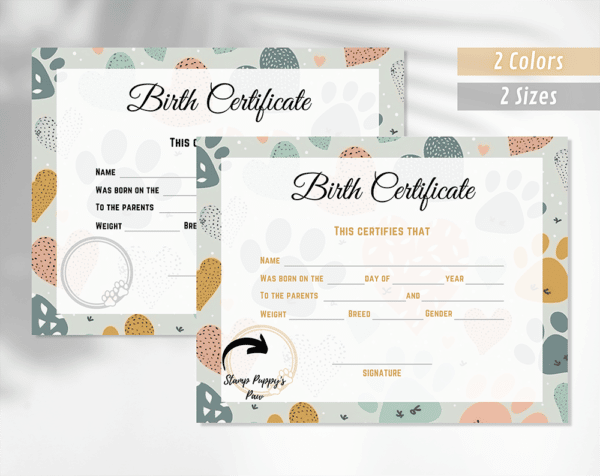 Puppy Birth Certificate