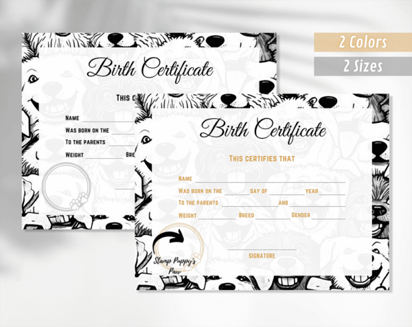 Puppy Birth Certificate