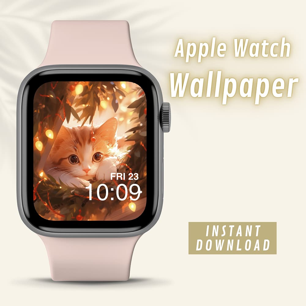Cute Cat Amidst Christmas Apple Watch Wallpaper