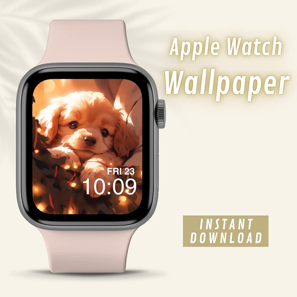 Cute Puppy Amidst Christmas Apple Watch Wallpaper