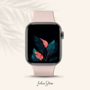 Dark Teal and Light Pink Leaves Watch Wallpaper_1, копия –