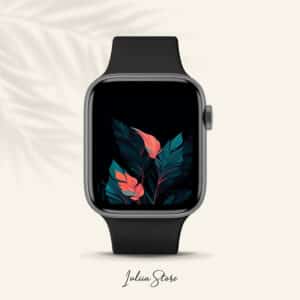 Dark Teal and Light Pink Leaves Watch Wallpaper_1, копия –