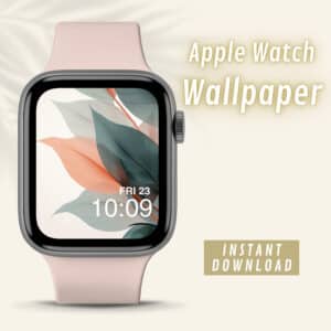 Light Red and Teal Leaves Watch Wallpaper