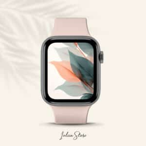 Light Red and Teal Leaves Apple Watch Wallpaper - photo #1