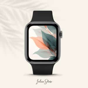 Light Red and Teal Leaves Apple Watch Wallpaper - photo #2