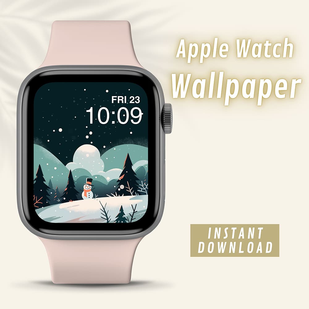 Night Snowman Apple Watch Wallpaper
