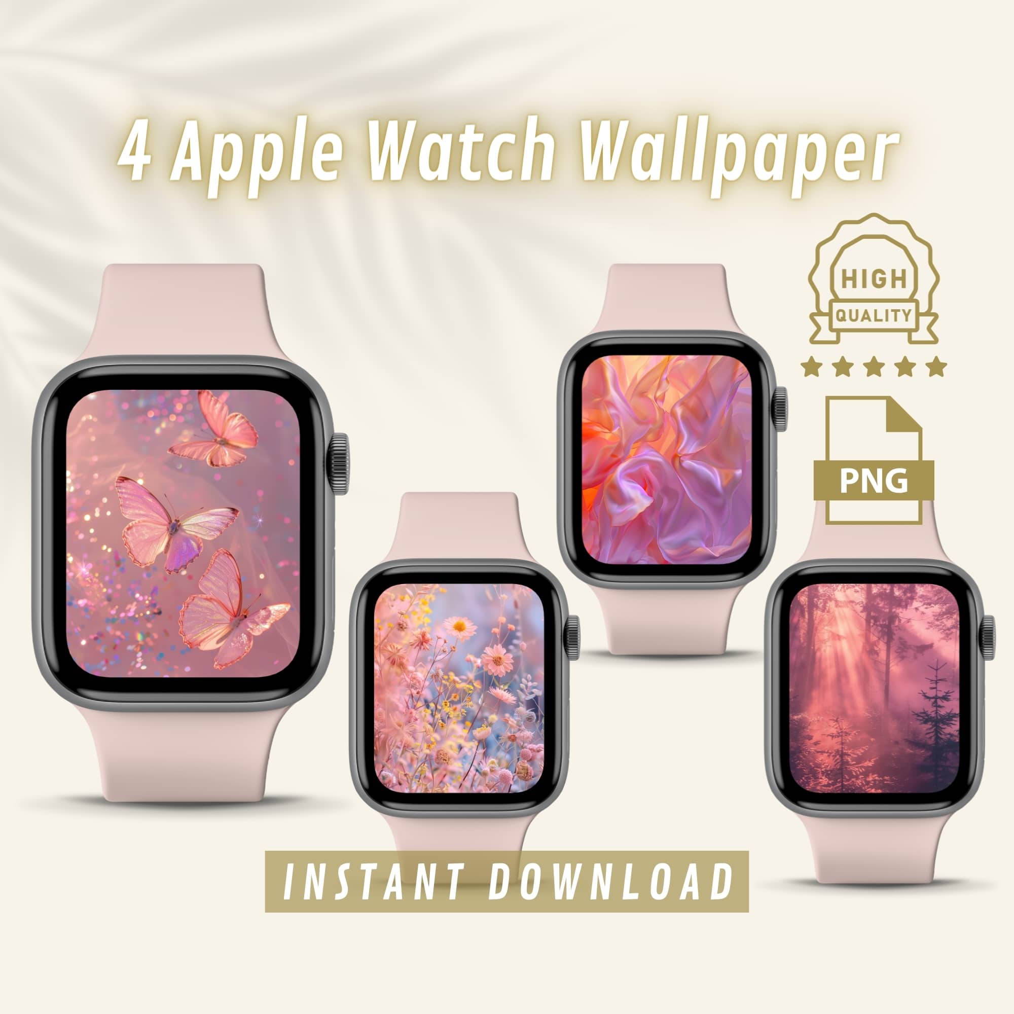 Ethereal Aesthetics Watch Wallpapers Bundle, Pink Watch Wallpaper, Smartwatch Face Cover, Ethereal Apple Watch Background, Stylish iWatch Picture