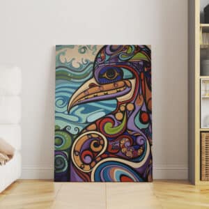 Extra Large Canadian Native Eagle Canvas, Colorful Aboriginal Artwork, Cultural Home Decor, Unique Housewarming Gift - photo #4