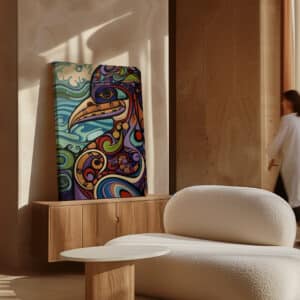 Extra Large Canadian Native Eagle Canvas, Colorful Aboriginal Artwork, Cultural Home Decor, Unique Housewarming Gift - photo #2