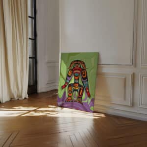 Indigenous Art Canada Extra Large Canvas, Authentic Native Canadian Artwork for Colorful Wall Art
