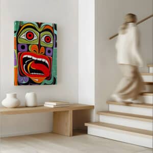 Inuit and First Nations Painting for Modern Home Decor, Colorful Aboriginal Art Canvas, Unique Canadian Art, Free Shipping - photo #1