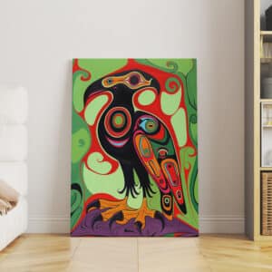 Colorful Canadian Aboriginal Art on Extra Large Canvas, Eagle Painting for Home Decor, Unique Native Gift, Free Shipping - photo #5