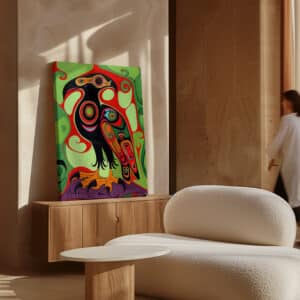 Colorful Canadian Aboriginal Art on Extra Large Canvas, Eagle Painting for Home Decor, Unique Native Gift, Free Shipping - photo #3