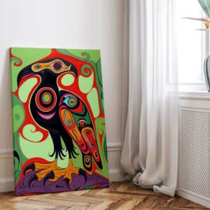 Colorful Canadian Aboriginal Art on Extra Large Canvas, Eagle Painting for Home Decor, Unique Native Gift, Free Shipping - photo #2