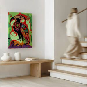 Colorful Canadian Aboriginal Art on Extra Large Canvas, Eagle Painting for Home Decor, Unique Native Gift, Free Shipping - photo #4