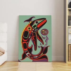 Native Salmon Canadian Extra Large Canvas, Colorful Aboriginal Wall Art, Authentic Indigenous Art, Free Shipping - photo #6