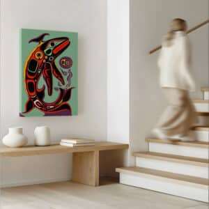 Native Salmon Canadian Extra Large Canvas, Colorful Aboriginal Wall Art, Authentic Indigenous Art, Free Shipping - photo #2