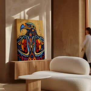 Extra Large Native Canadian Art Canvas, Colorful Aboriginal Animal Home Decor, Unique First Nations Wall Art, Traditional Art Gift - photo #5