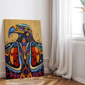 Extra Large Native Canadian Art Canvas, Colorful Aboriginal Animal Home Decor, Unique First Nations Wall Art, Traditional Art Gift - photo #3