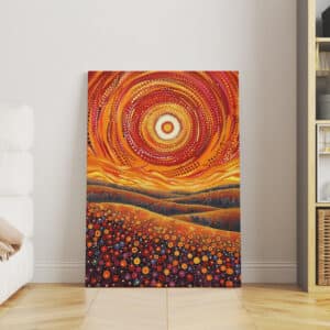 Vibrant Sunset Meadow Aboriginal Canvas, Indigenous Dot Painting, XL Gallery Wall Artwork, Wedding Gift, Free Shipping - photo #5