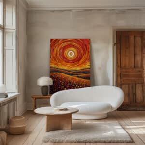 Vibrant Sunset Meadow Aboriginal Canvas, Indigenous Dot Painting, XL Gallery Wall Artwork, Wedding Gift, Free Shipping - photo #6