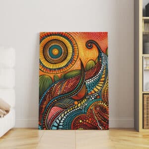 First Nations Art Abstract Landscape Canvas, Dreamtime Aboriginal Dot Artwork, Vibrant Cultural Home Decor, Free Shipping - photo #5