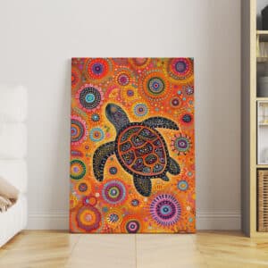 Turtle Canvas Art, Authentic Aboriginal Dot Painting, Extra Large Vibrant Animal Home Decor, Unique Gallery Wall Art, Free Shipping - photo #6