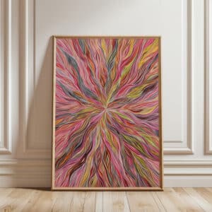 Beautiful Aboriginal Art Poster, Feminine Pink Abstract Dreamtime Artwork for Dopamine Decor, Free Shipping - photo #3