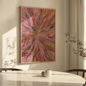 Beautiful Aboriginal Art Poster, Feminine Pink Abstract Dreamtime Artwork for Dopamine Decor