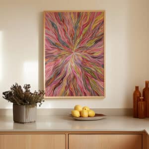 Beautiful Aboriginal Art Poster, Feminine Pink Abstract Dreamtime Artwork for Dopamine Decor, Free Shipping - photo #6