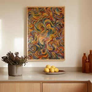 Beautiful Aboriginal Art Piece, Bright and Bold Dot Painting Poster, Perfect for Gallery Wall, Office Art Gift
