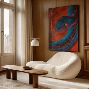 Gallery Wall Art Aboriginal Animal Print, Vibrant Snake Dot Art Australian Native Painting for Contemporary Home, Free Shipping - photo #1