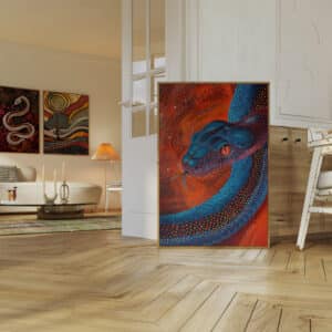 Gallery Wall Art Aboriginal Animal Print, Vibrant Snake Dot Art Australian Native Painting for Contemporary Home, Free Shipping - photo #4