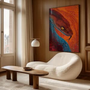 Bright Wall Art Aboriginal Serpent Print, Authentic Indigenous Snake Dot Painting for Modern Aussie Decor, Ethical Gift Poster, Free Shipping - photo #2