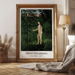 Eve Henri Rousseau Art Print, Dark Green Reproduction Wall Decor, Timeless Religious Painting Poster Gift