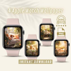 Puppy and Plants Wallpapers Cute iWatch Face, Aesthetic Dog Face Cover for Pet Lover, Smart Watch Wallpaper, Pet Lovers Gift