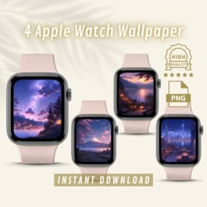 Night Sky Aesthetics Wallpapers, Neon Face Cover, Stylish Apple Watch Screen, Purple and Neon Design iWatch Face