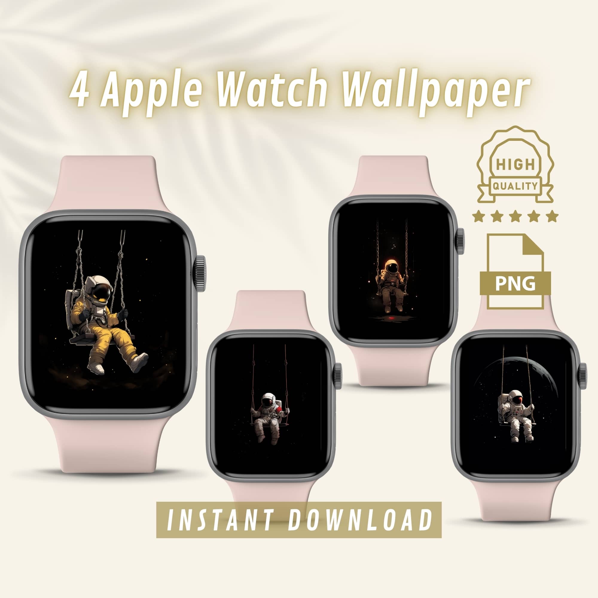 Apple Watch Wallpaper Astronaut's Cosmic Swing, Stylish iWatch Face Background Bundle, Cool Space Watch Face